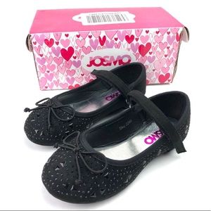 Josmo Ballerina Flats Black Rhinestones Mary Janes